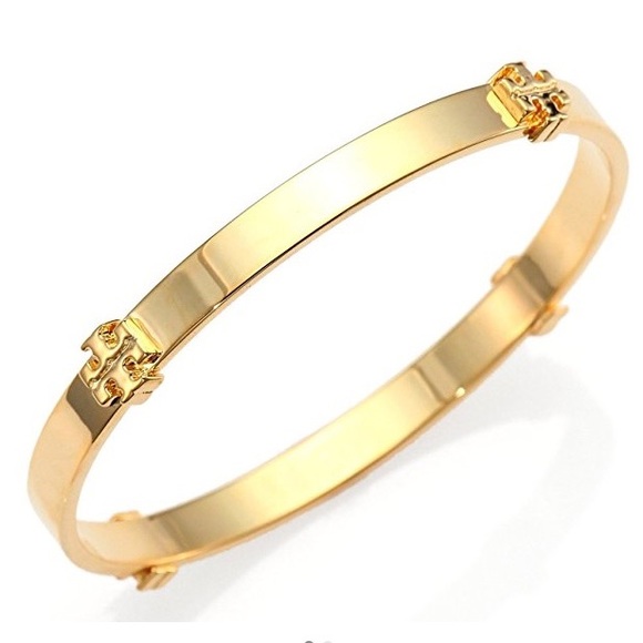 tory burch // gold logo bangle - Picture 2 of 5